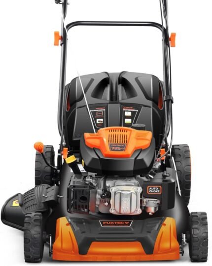FUXTEC 4in1 Benzin Rasenmäher FX-RM5196 mit Edge-Cut, Gartenmäher inkl. Seitenauswurf-Funktion, 51 cm Schnittbreite, 4-Takt mit Hinterradantrieb, kugelgelagerte Big Wheel Räder, 60L Grasfangkorb