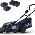 Scheppach Akku Rasenmäher BC-MP380-X | 38cm Schnittbreite | für 450-500m2 | 45L Korb | Schnitthöhe 25-75mm | Brushless | 20V-IXES-Serie | 10 Jahre Garantie | 2x4Ah Akku & Fastcharge Doppelladegerät