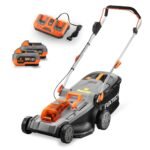 FUXTEC Akku Rasenmäher 40V (2x20V) E2RM43- Schnittbreite 43cm, Variable Schnitthöhe, Elektrorasenmäher, Kabellos (Li-Ion Akku & Ladegerät inklusive)