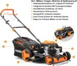 FUXTEC 4in1 Benzin Rasenmäher FX-RM5196 mit Edge-Cut, Gartenmäher inkl. Seitenauswurf-Funktion, 51 cm Schnittbreite, 4-Takt mit Hinterradantrieb, kugelgelagerte Big Wheel Räder, 60L Grasfangkorb