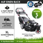 BRAST® Benzin Rasenmäher Trike mit Antrieb | 5,2kW(7PS) | 53cm Schnittbreite | viele Modelle | TÜV | 4 Takt OHV Motor | 30-80mm Schnitthöhe | 60L Fangkorb | Stahlgehäuse | Trike