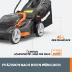 WORX WG743E Akku-Rasenmäher 40V, Profi Rasenmäher mit Mulchfunktion & PowerShare Akku, Rasenmähen ohne Kabel, Ideal für Gärten bis zu 500m² (inkl. 2X 4Ah Akkus & Dual-Ladegerät)