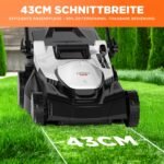 U20 Litheli Akku Rasenmäher, 2 x 20V, 43cm Schnittbreite, Brushless, bis 500 m², 40L Fangkorb, 25-75 mm Schnitthöhe, inkl. 2 x 4,0 Ah Akkus