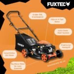 FUXTEC 3in1 Benzin Rasenmäher FX-RM4646ECO • 3,5PS 2,6kW 4-Takt Motor 146ccm • 46cm Schnittbreite 7 Stufen 25–75mm • 50L Fangkorb • Mulchfunktion & Heckauswurf • Leichtgewicht 25kg