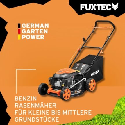 FUXTEC 3in1 Benzin Rasenmäher FX-RM4646ECO • 3,5PS 2,6kW 4-Takt Motor 146ccm • 46cm Schnittbreite 7 Stufen 25–75mm • 50L Fangkorb • Mulchfunktion & Heckauswurf • Leichtgewicht 25kg
