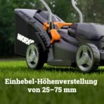 WORX WG733E Akku-Rasenmäher 20V, 33cm Schnittbreite, 35L Grasfangkorb (leistungsstarker Brushless-Motor, 6 Schnitthöheneinstellungen (25-75mm), Intellicut Technologie, inkl. 4Ah Akku & Ladegerät)