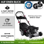 BRAST® Benzin Rasenmäher mit Antrieb | 3,0kW (4,1PS) | Elektrostart | 41cm Schnittbreite | viele Modelle | TÜV | 4 Takt OHV Motor | 25-75mm Schnitthöhe | 40L Fangkorb | Stahlgehäuse | 16145 Estart