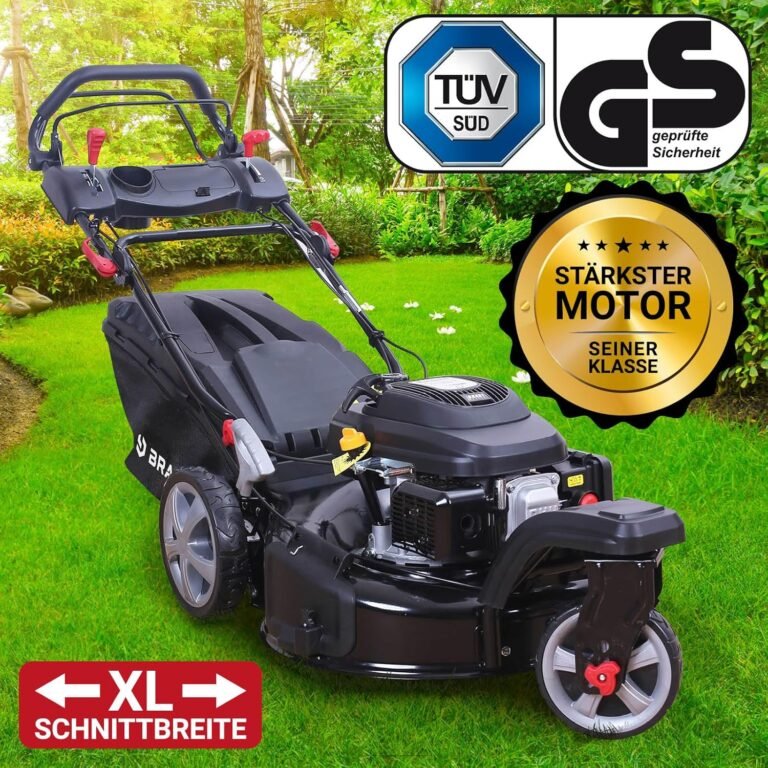 BRAST® Benzin Rasenmäher Trike mit Antrieb | 5,2kW(7PS) | 53cm Schnittbreite | viele Modelle | TÜV | 4 Takt OHV Motor | 30-80mm Schnitthöhe | 60L Fangkorb | Stahlgehäuse | Trike