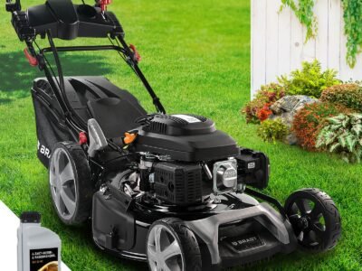 BRAST® Benzin Rasenmäher mit Antrieb | 5,2kW (7PS) | 55cm Schnittbreite | viele Modelle | TÜV | 30-80mm Schnitthöhe | 60L Fangkorb | 4 Takt OHV Motor | Stahlgehäuse | Power