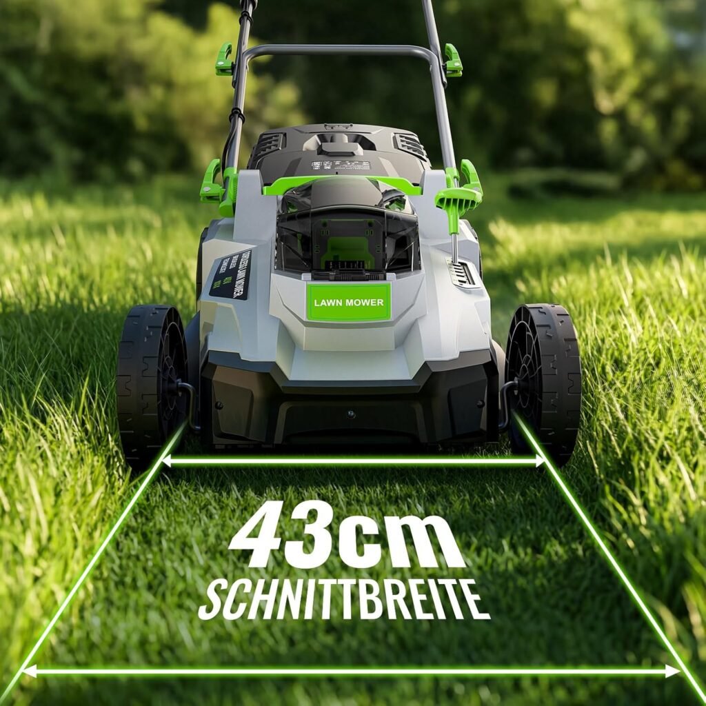 ​ETOOLAB Akku-Rasenmäher 40V, 43cm Schnittbreite, bis 500 m², Brushless, Mulch-Kit, 50L Fangkorb, 25-75 mm Schnitthöhe, 2X 4,0 Ah Akkus+Ladegerät