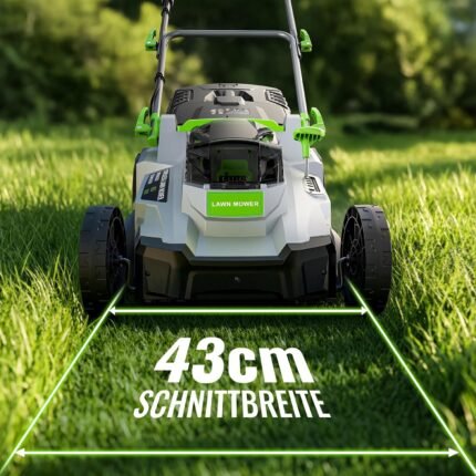 ​ETOOLAB Akku-Rasenmäher 40V, 43cm Schnittbreite, bis 500 m², Brushless, Mulch-Kit, 50L Fangkorb, 25-75 mm Schnitthöhe, 2X 4,0 Ah Akkus+Ladegerät