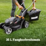 WORX WG733E Akku-Rasenmäher 20V, 33cm Schnittbreite, 35L Grasfangkorb (leistungsstarker Brushless-Motor, 6 Schnitthöheneinstellungen (25-75mm), Intellicut Technologie, inkl. 4Ah Akku & Ladegerät)