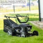 Scheppach MS132-42B Benzin Rasenmäher Black Edition mit Antrieb | für Rasenflächen bis 800m² | Schnittbreite 42cm | Leistung 3,3PS | Schnitthöhenverstellung in 7 Stufen (25-75mm) | Fangbox 45L