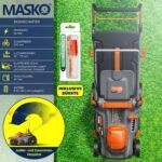 MASKO® Akku Rasenmäher mit Mulchfunktion, 2X Akkus Li-Ion Batterie 4Ah & Doppel-Ladegerät Rasentrimmer 37cm Schnitt-Breite 6X Höhenverstellbar 40L Fangkorb Flächen bis 600m² inkl. Handschuhe & Bürste