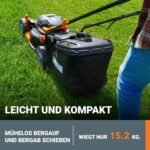 WORX WG743E Akku-Rasenmäher 40V, Profi Rasenmäher mit Mulchfunktion & PowerShare Akku, Rasenmähen ohne Kabel, Ideal für Gärten bis zu 500m² (inkl. 2X 4Ah Akkus & Dual-Ladegerät)